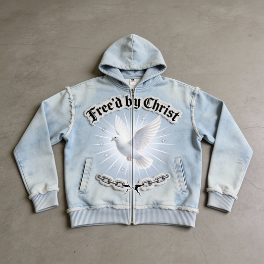 Free’d by Christ — Heavy Frayed Seam Zip Hoodie