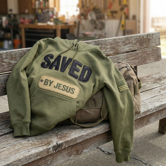 Saved by Jesus Olive Hoodie
